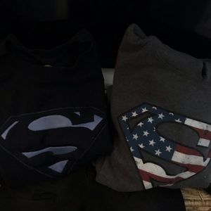Two Superman hoodie XL and a pull over large